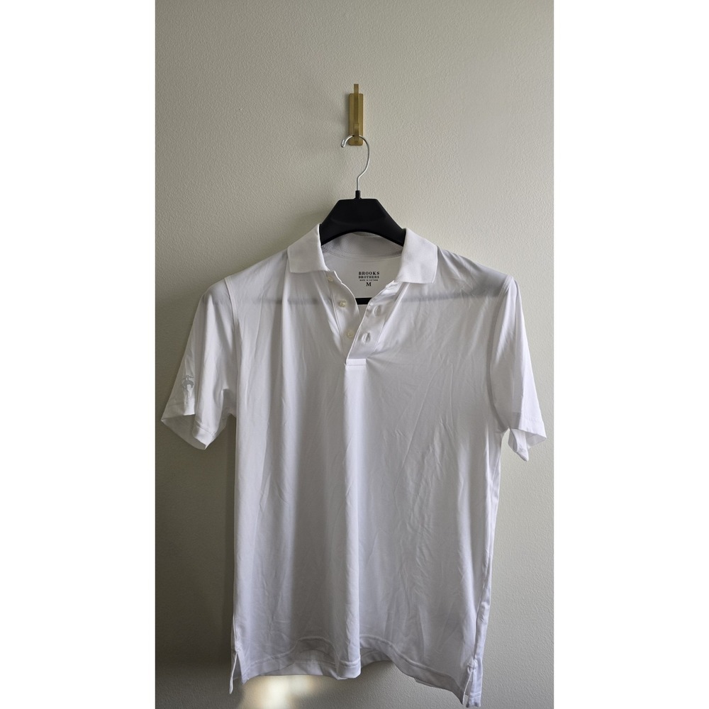 Brooks‎ Brothers White Performance Polo Shirt Mens Medium Stretch Golf Shirt